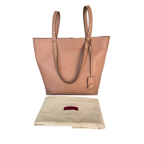 VALENTINO GARAVANI Love Stud Calfskin Leather Tote Pink - Picture 12 of 15